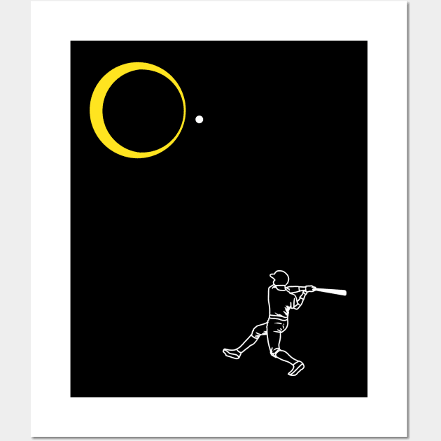 Solar Eclipse 2024 Baseball Player Batting towards the Sun Wall Art by Julio Regis